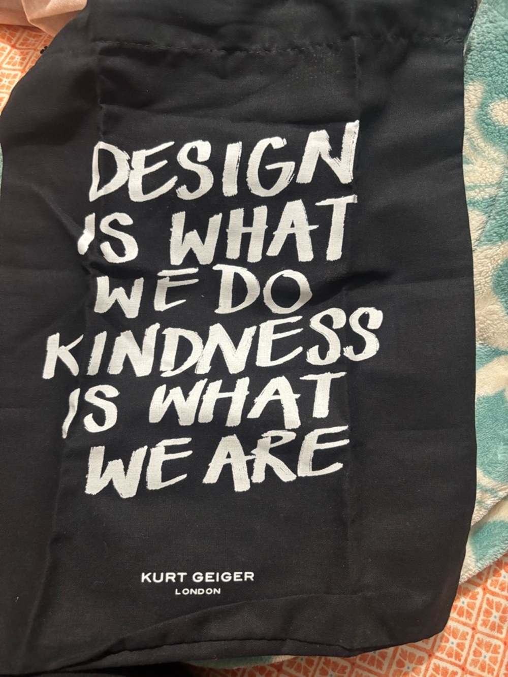 Kurt Geiger Black Tote with White Slogan Typography